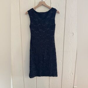 Ralph Lauren Black Sheath Midi Dress Crew Neck Sleeveless